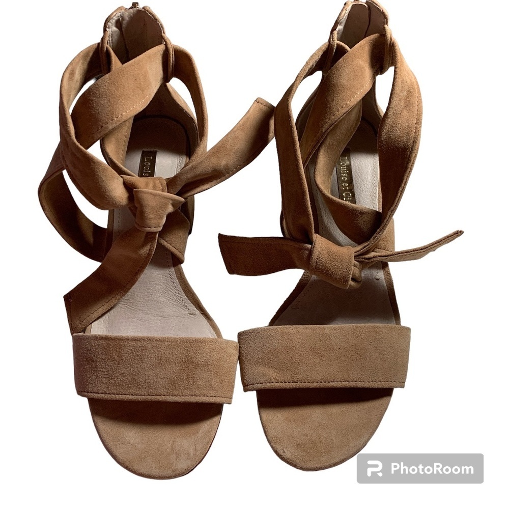 Louise et Cie Women's Shoes 7 M Leather Ankle Strap Blush Pink Open Toe Back Zip